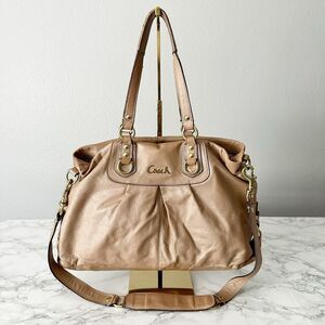 Coach Ashley Pearlized Leather Shoulder Bag with Gold-Tone Hardware